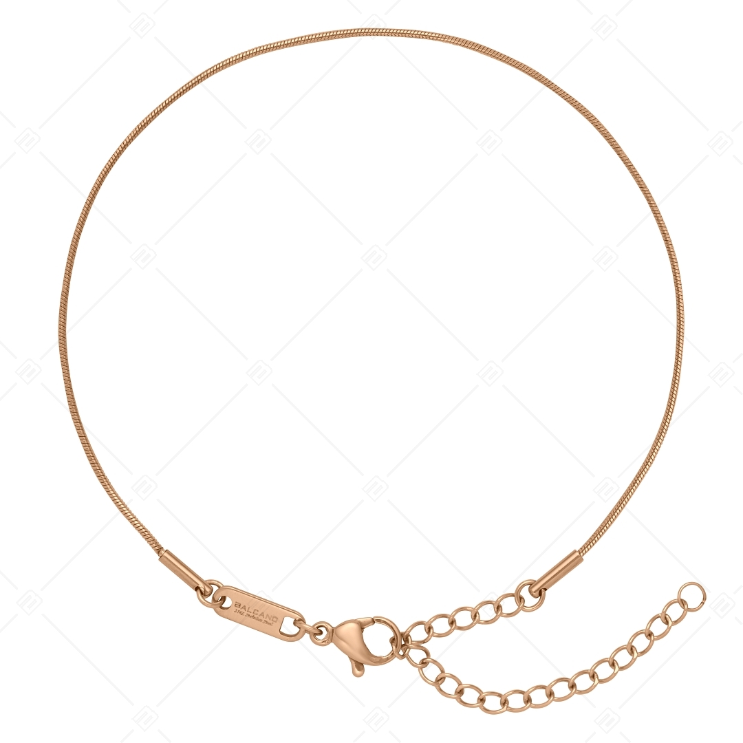BALCANO - Snake / Bracelet de cheville type chaîne serpent en acier inoxydable plaqué or rose 18K - 1 mm (751210BC96)