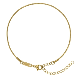 BALCANO - Snake / Bracelet de cheville type chaîne serpent en acier inoxydable plaqué or 18K - 1,2 mm