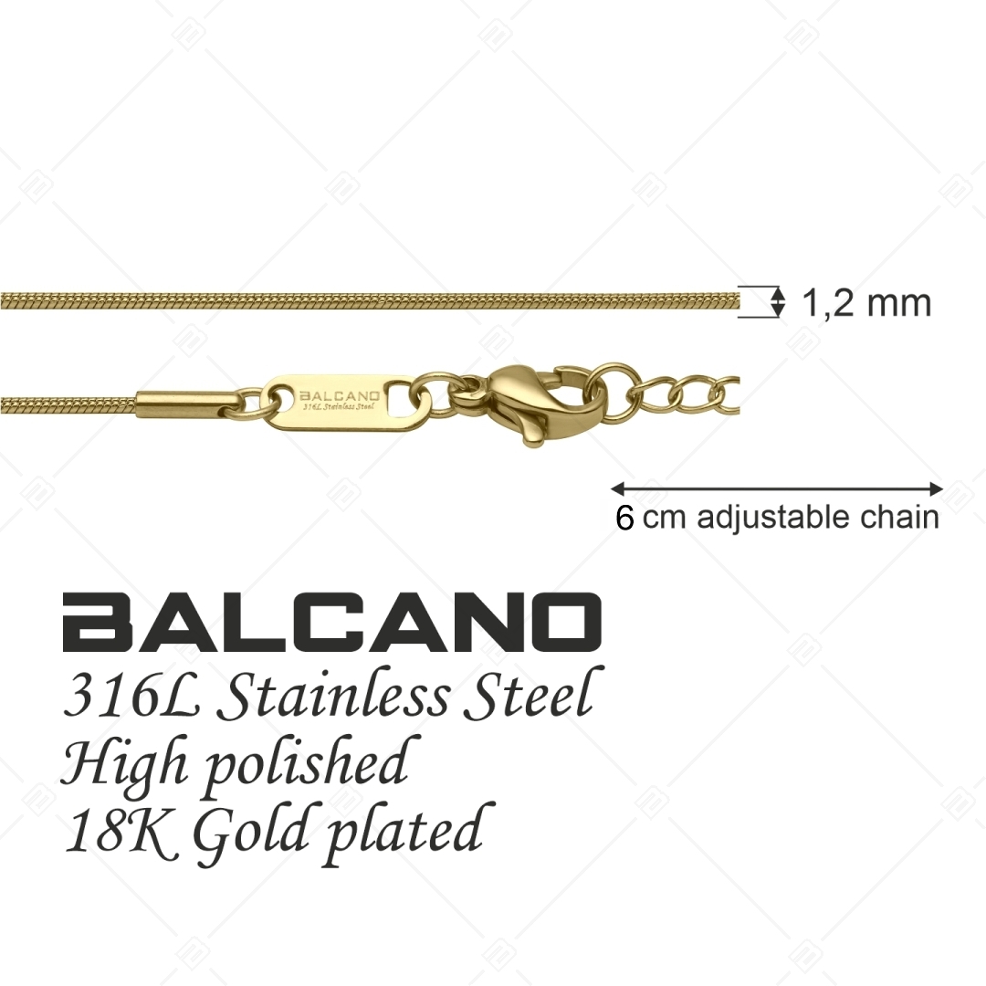 BALCANO - Snake / Fußkette im Schlangenketten-Stil mit 18K goldbeschichtung – 1,2 mm (751211BC88)