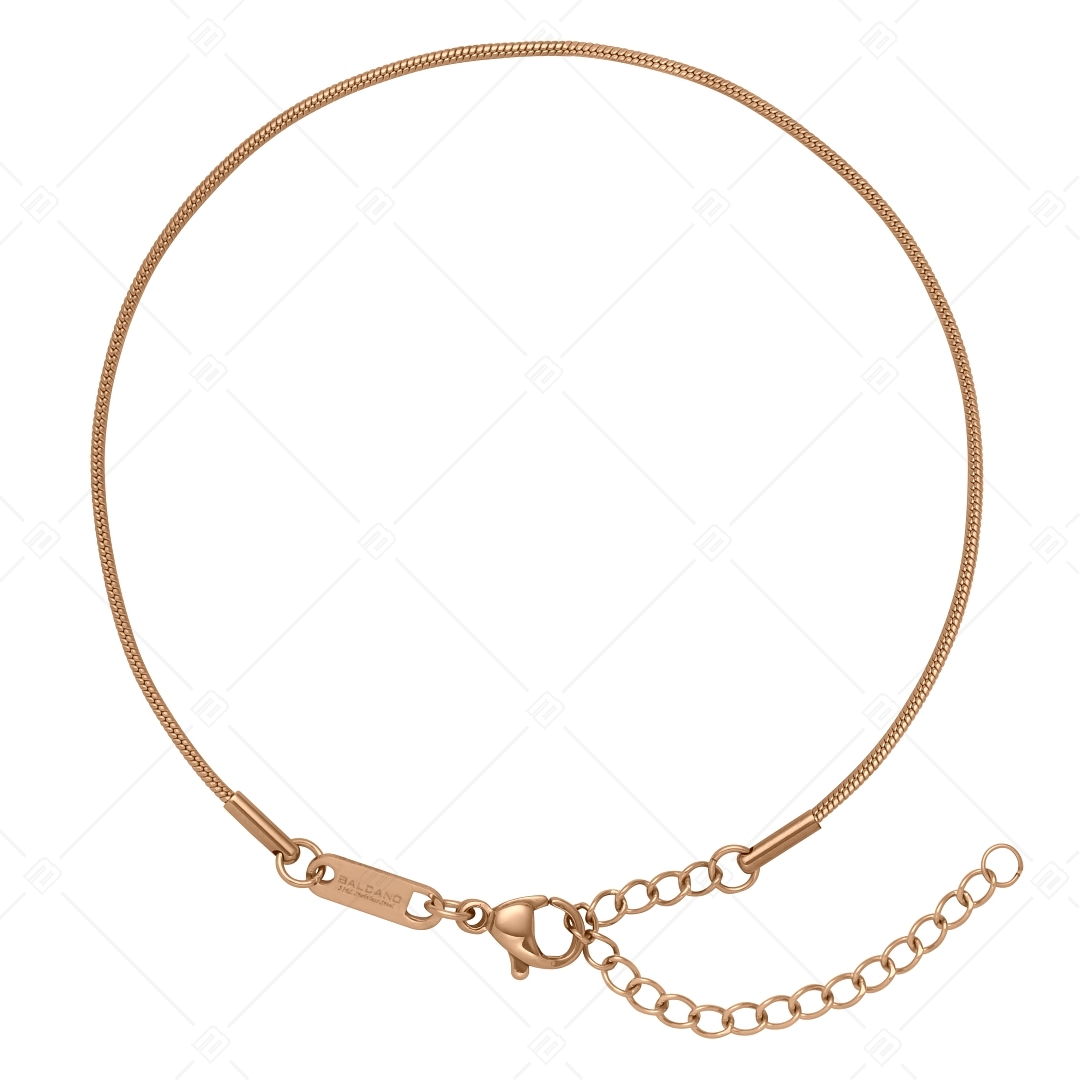 BALCANO - Snake / Bracelet de cheville type chaîne serpent en acier inoxydable plaqué or rose 18K - 1,2 mm (751211BC96)