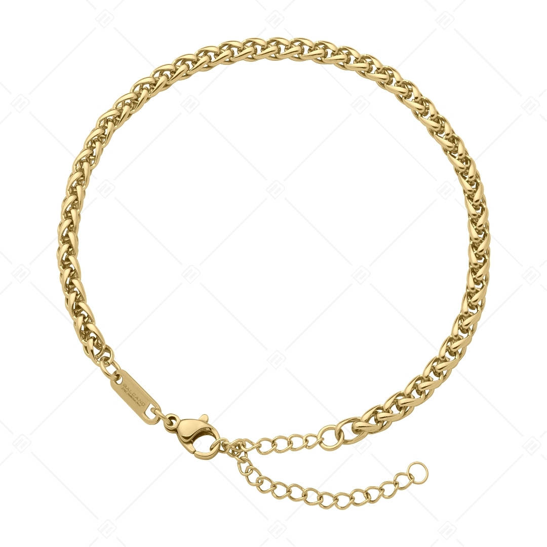 BALCANO - Braided Chain / Bracelet de cheville chaîne tressée en acier inoxydable plaqué or 18K - 4 mm (751216BC88)