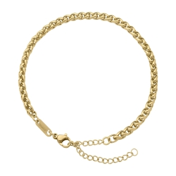 BALCANO - Braided Chain / Bracelet de cheville à chaîne tressée plaquée or 18 K - 4 mm