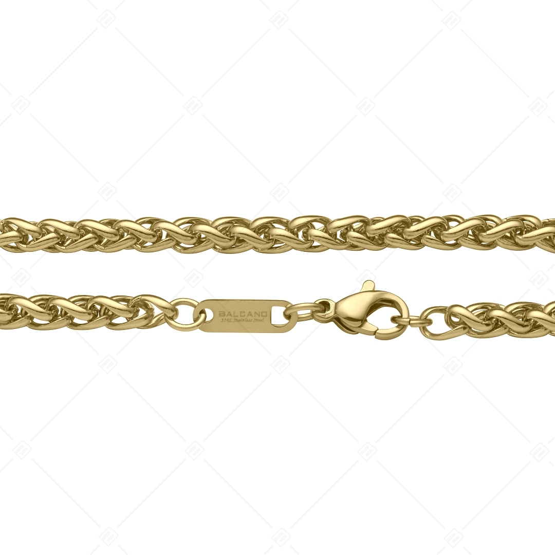 BALCANO - Braided / Stainless Steel Braided Chain-Anklet, 18K Gold Plated - 4 mm (751216BC88)