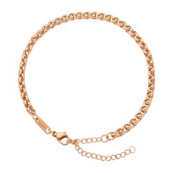BALCANO - Braided Chain / Bracelet de cheville chaîne tressée en acier inoxydable plaqué or rose 18K - 4 mm