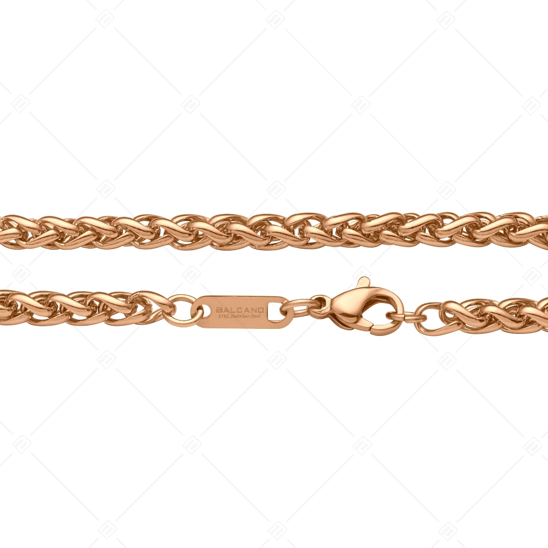 BALCANO - Braided Chain / Bracelet de cheville à chaîne tressée plaquée or rose 18 K - 4 mm (751216BC96)