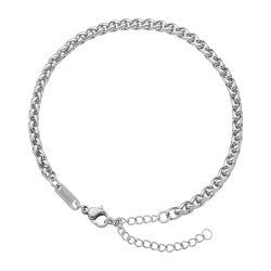 BALCANO - Braided Chain / Bracelet de cheville à chaîne tressée avec polissage à haute brillance - 4 mm