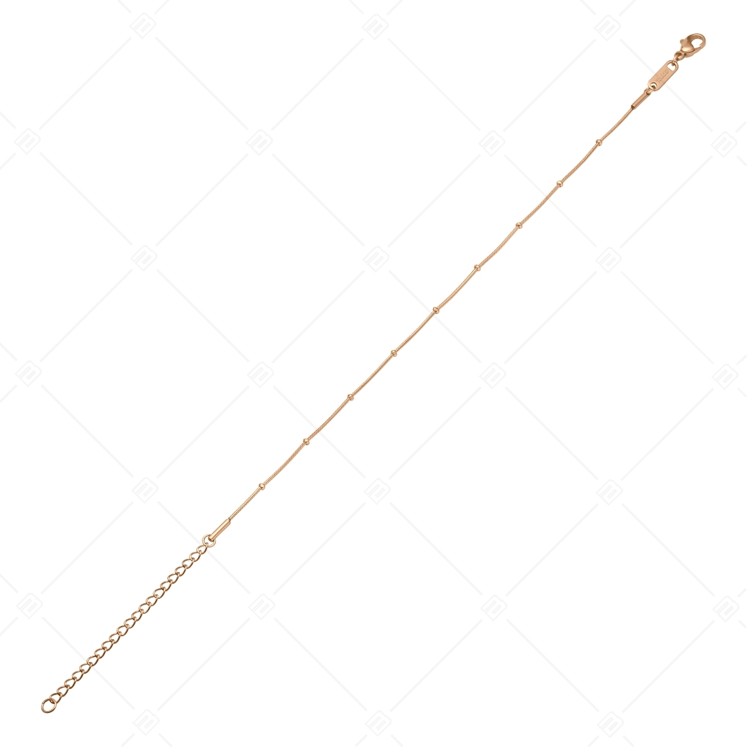BALCANO - Beaded Snake / Stainless Steel Beaded Snake Chain-Anklet 18K Rose Gold Plated - 1 mm (751220BC96)