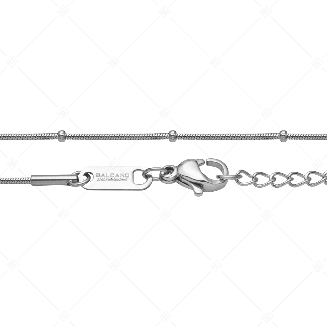 BALCANO - Beaded Snake / Edelstahl Schlangenketten-Fußkette mit Kugeln und Spiegelglanzpolierung - 1 mm (751220BC97)
