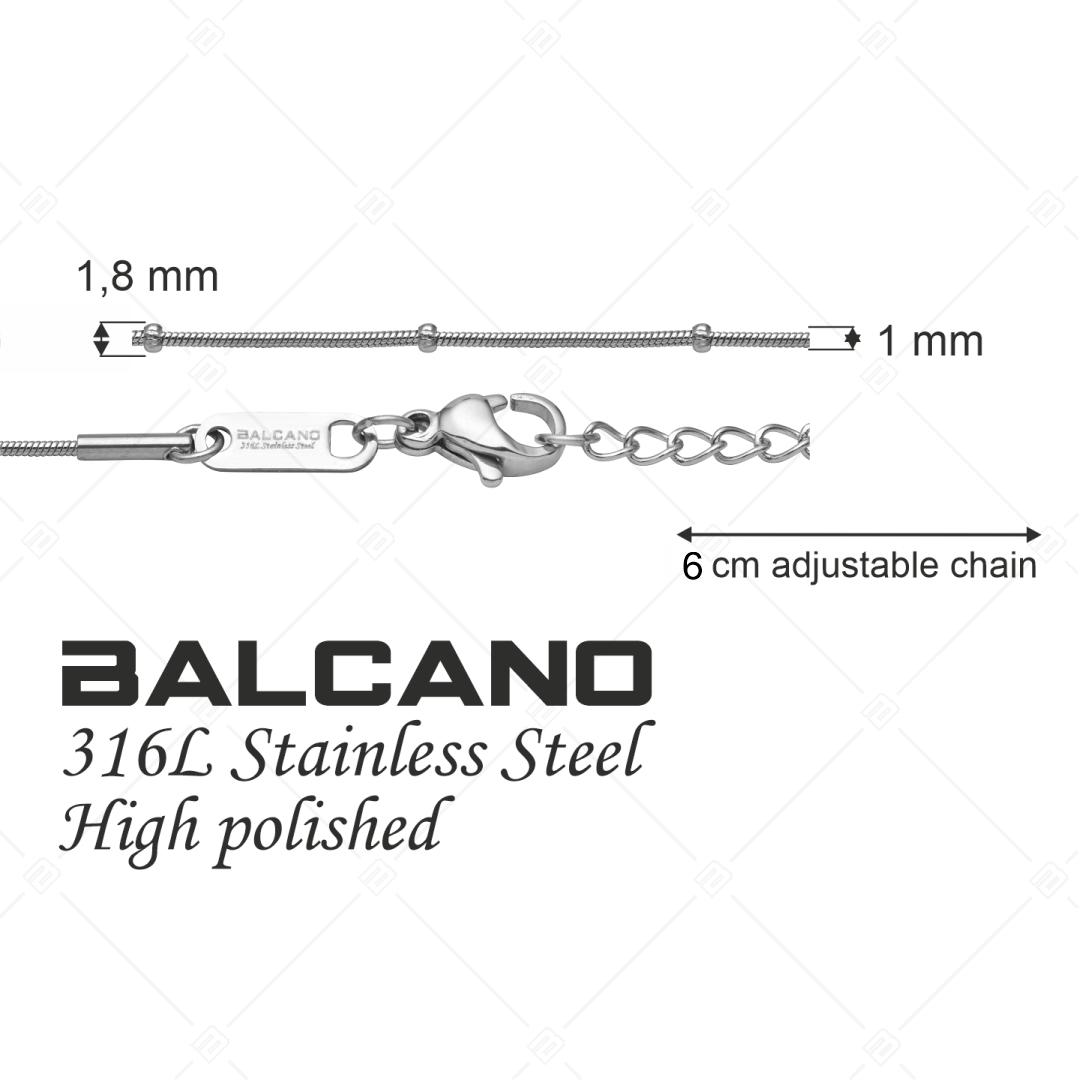 BALCANO - Beaded Snake / Stainless Steel Beaded Snake Chain-Anklet High Polished - 1 mm (751220BC97)
