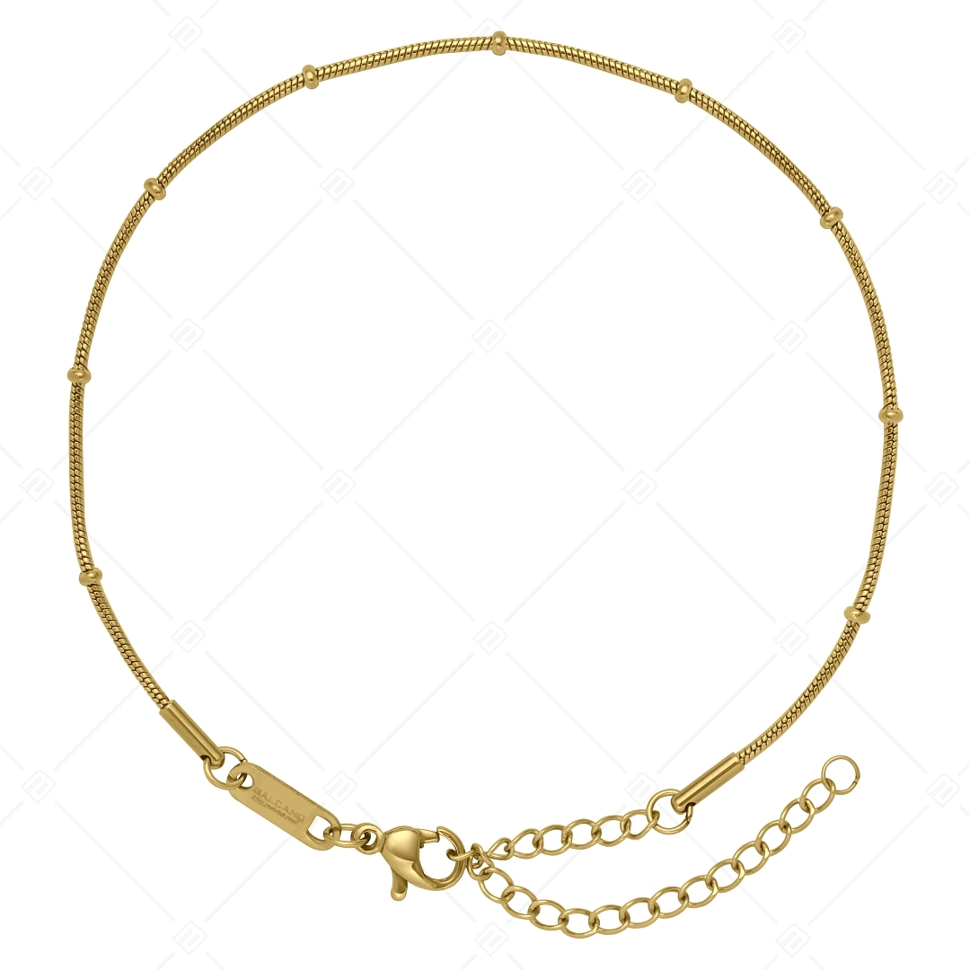 BALCANO - Beaded Snake / Stainless Steel Beaded Snake Chain-Anklet, 18K Gold Plated - 1,2 mm (751221BC88)