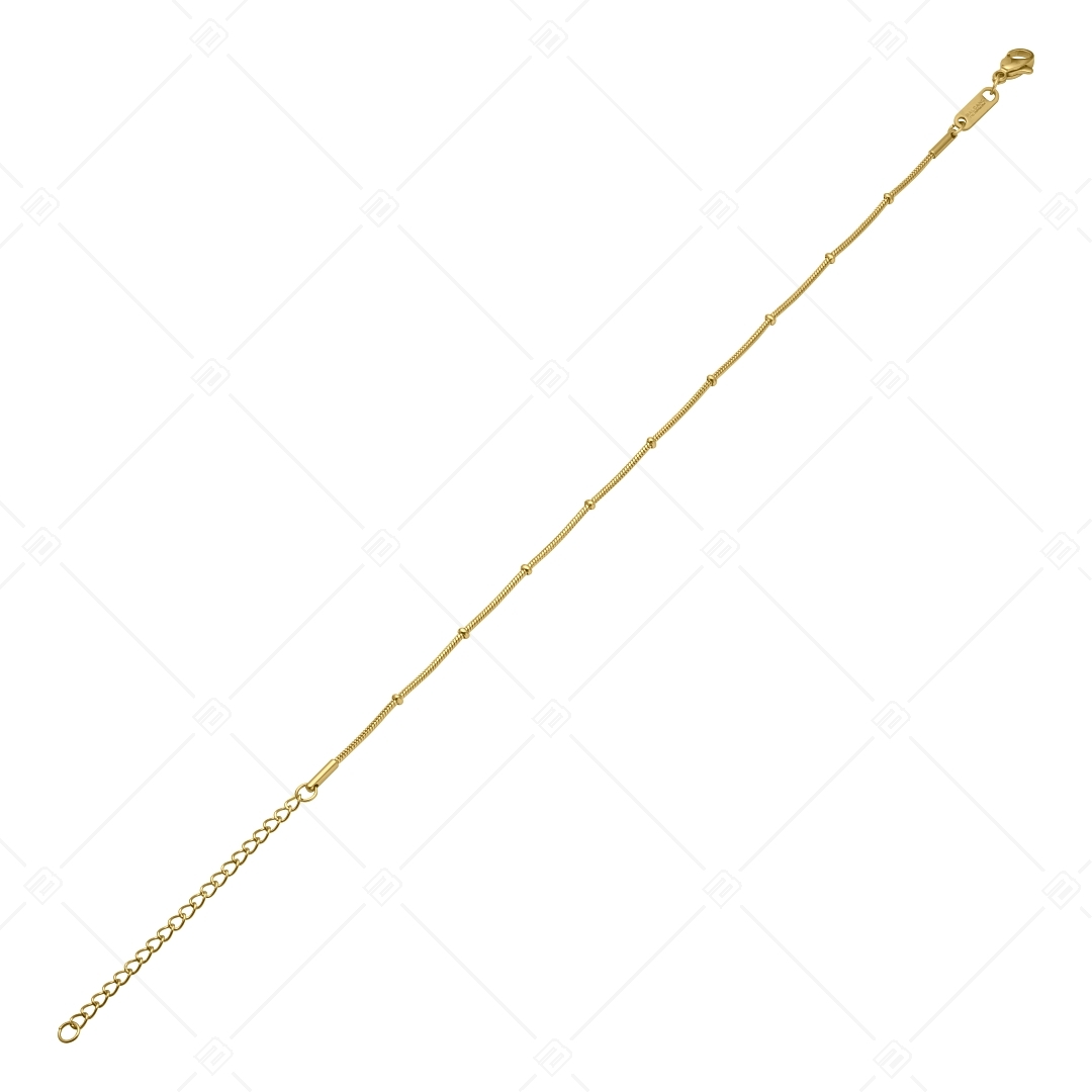 BALCANO - Beaded Snake / Bracelet de cheville de baies type chaîne de serpent en acier inoxydable plaqué or 18K - 1,2 mm (751221BC88)