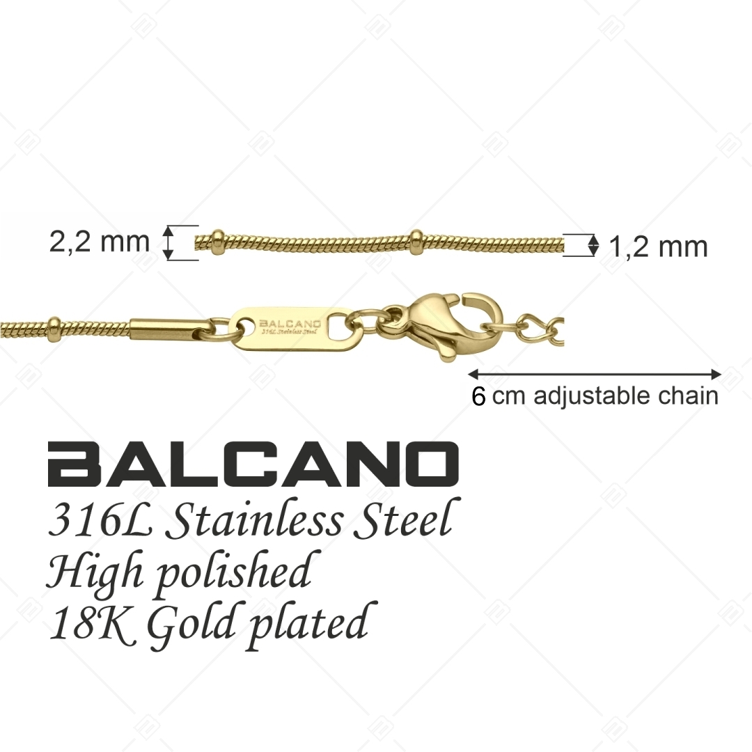 BALCANO - Beaded Snake / Edelstahl Schlangenketten-Fußkette mit Kugeln und 18K Vergoldung - 1,2 mm (751221BC88)