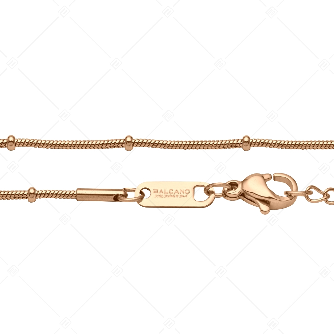 BALCANO - Beaded Snake / Stainless Steel Beaded Snake Chain-Anklet, 18K Rose Gold Plated - 1,2 mm (751221BC96)