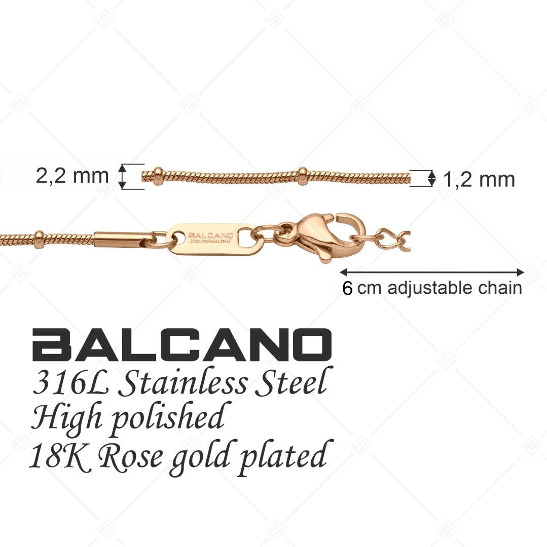 BALCANO - Beaded Snake / Edelstahl Schlangenketten-Fußkette, mit Kugeln und 18K Roségold Beschichtung - 1,2 mm (751221BC96)