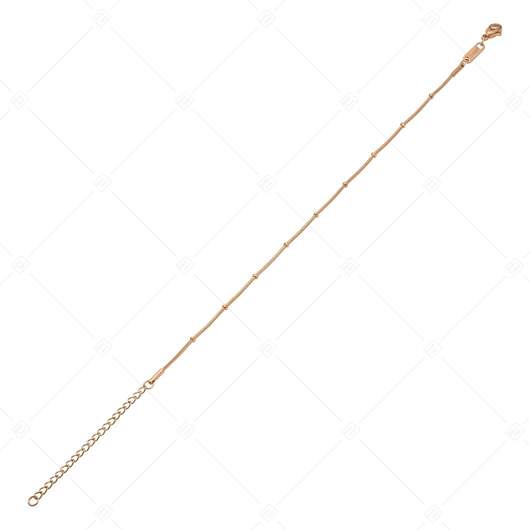 BALCANO -  Beaded Snake / Bracelet de cheville de baies type chaîne de serpent en acier inoxydable plaqué or rose 18K - (751221BC96)