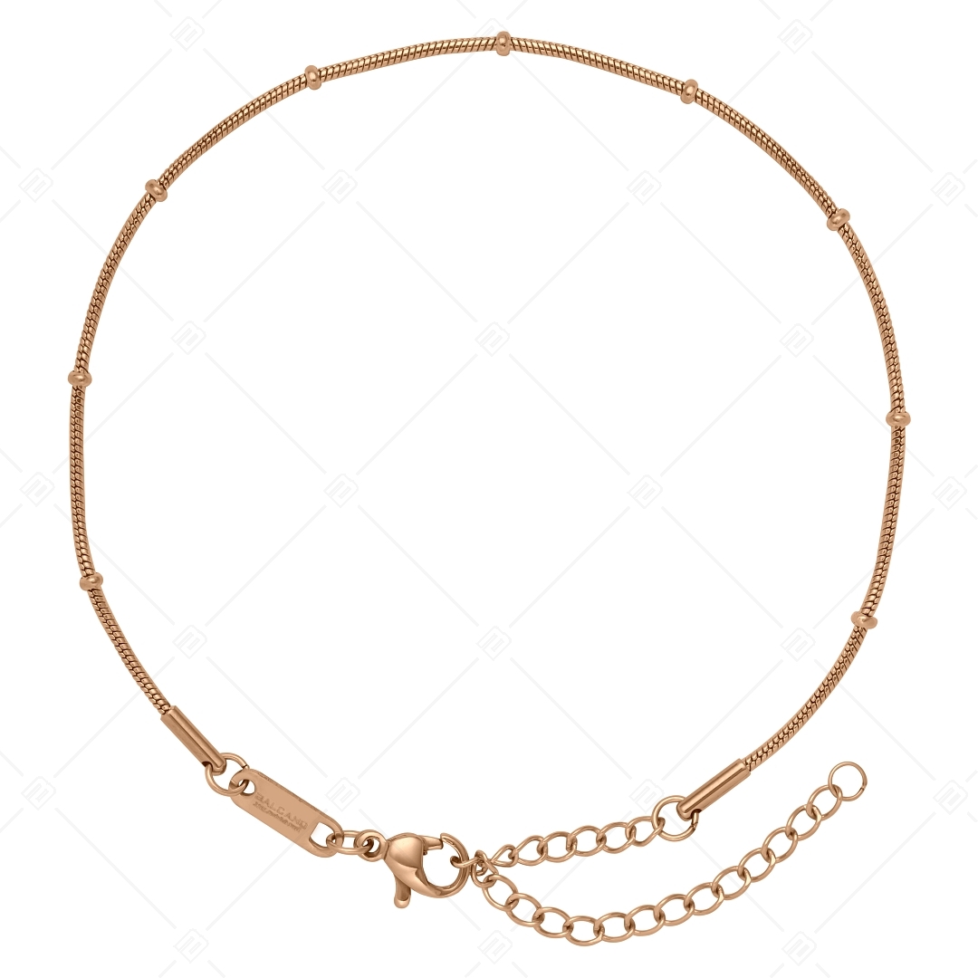 BALCANO -  Beaded Snake / Bracelet de cheville de baies type chaîne de serpent en acier inoxydable plaqué or rose 18K - (751221BC96)
