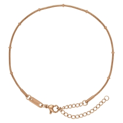 BALCANO - Beaded Snake Chain anklet, 18 K rose gold plated - 1,2 mm