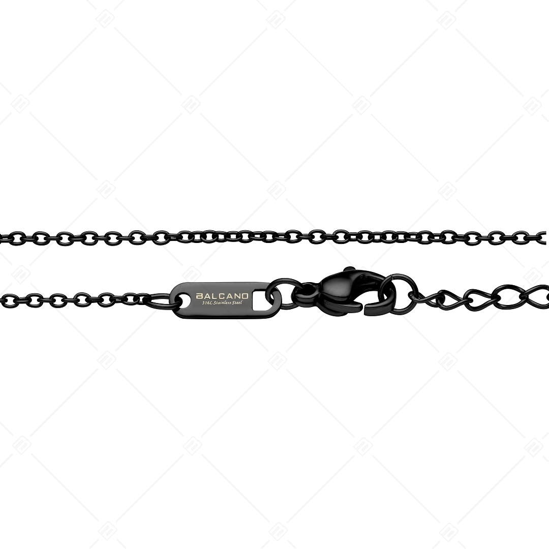 BALCANO - Cable Chain / Stainless Steel Cable Chain-Anklet, Black PVD Plated - 1,5 mm (751232BC11)