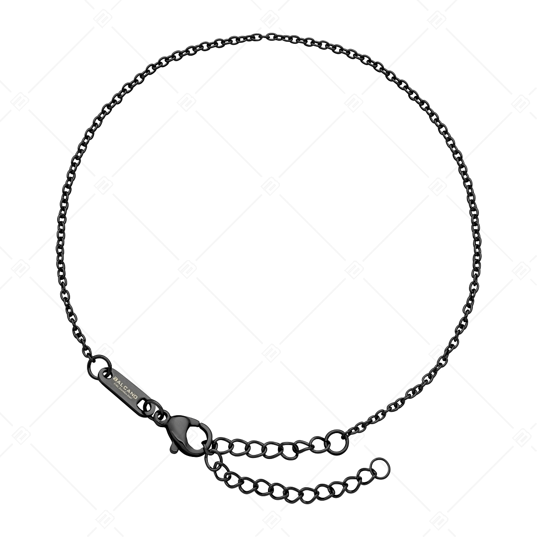BALCANO - Cable Chain / Bracelet de cheville d'ancre en acier inoxydable avec plaqué PVD noir - 1,5 mm (751232BC11)