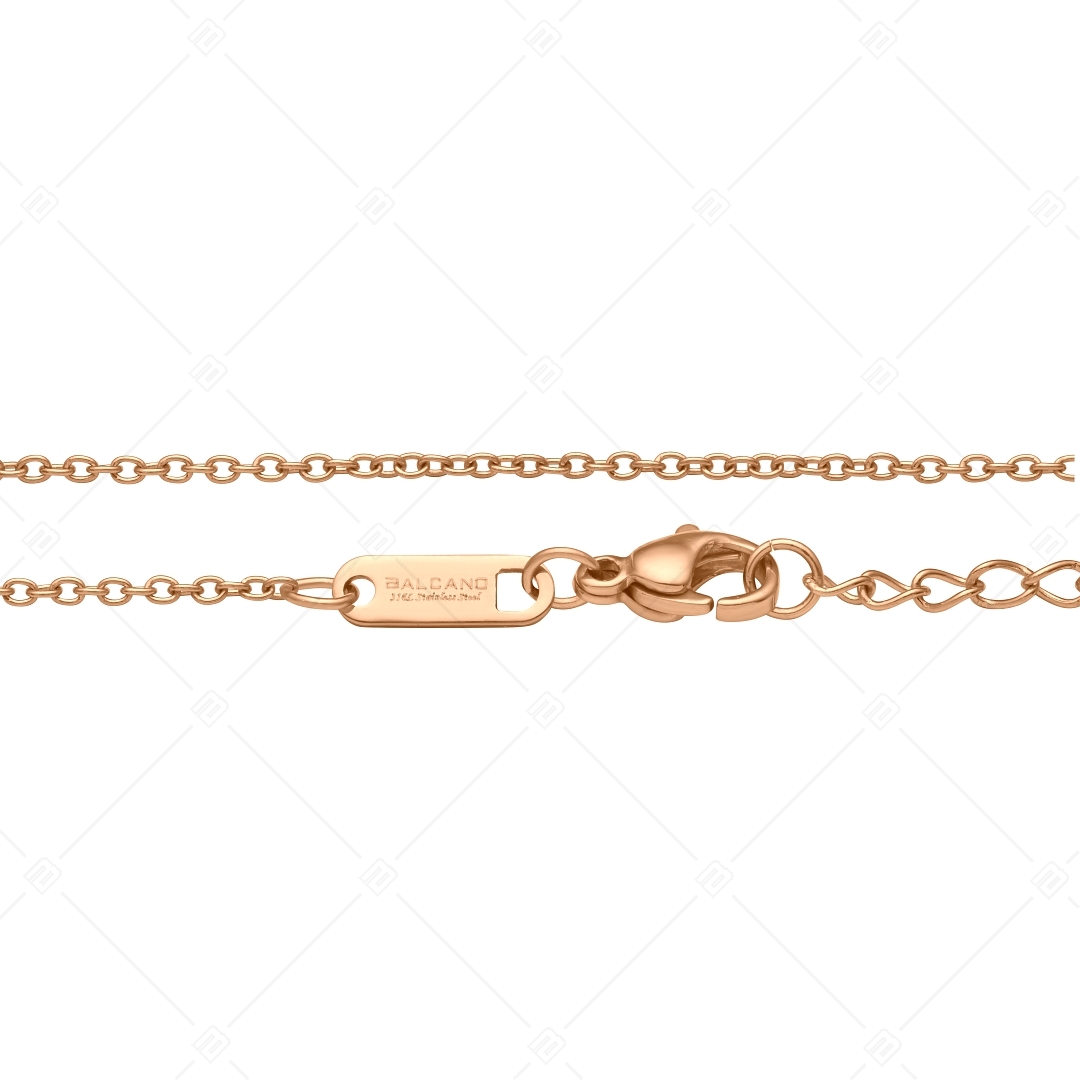 BALCANO - Cable Chain / Bracelet de cheville d'ancre en acier inoxydable plaqué or rose 18K - 1,5 mm (751232BC96)