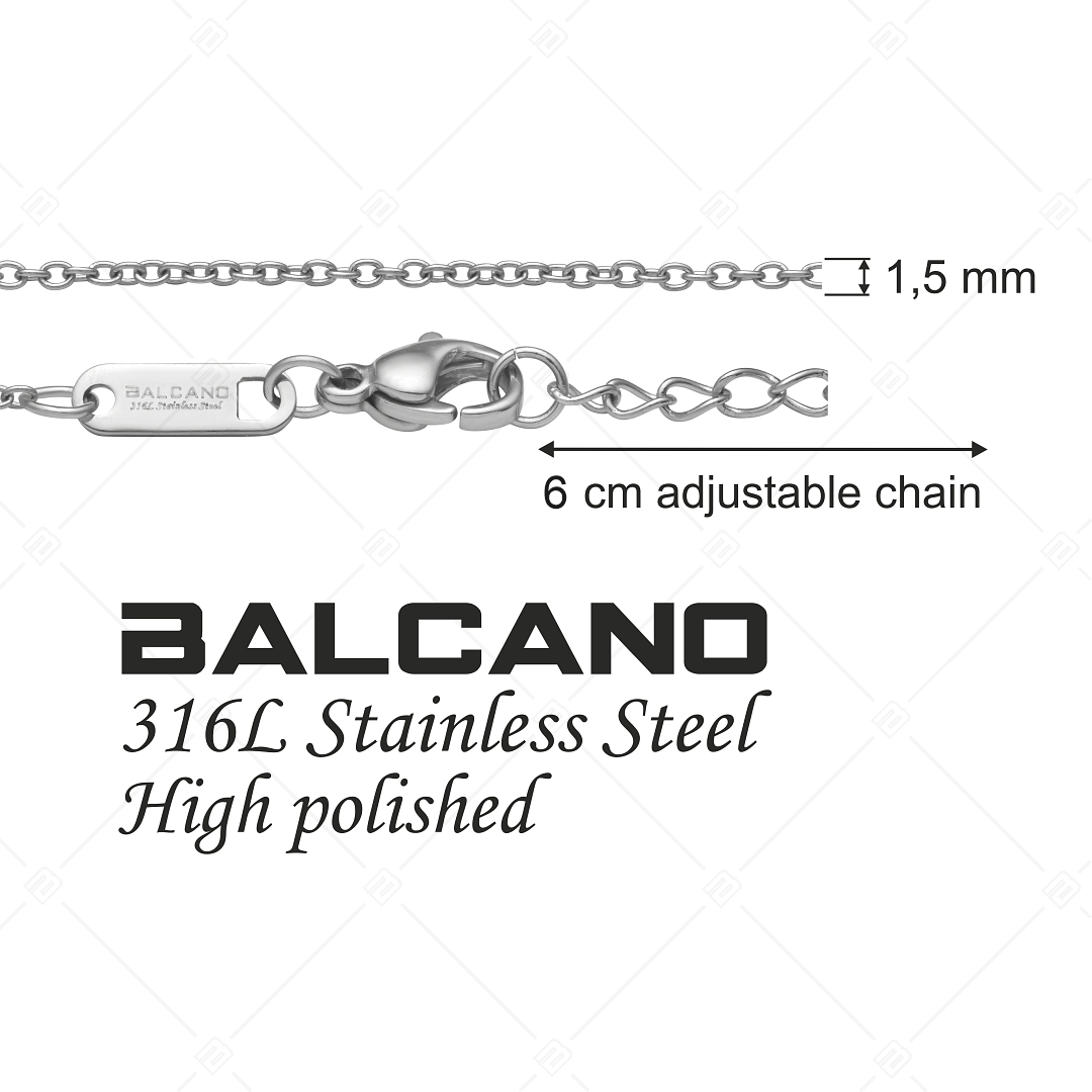 BALCANO - Cable Chain / Edelstahl Ankerkette-Fußkette mit Hochglanzpolierung - 1,5 mm (751232BC97)