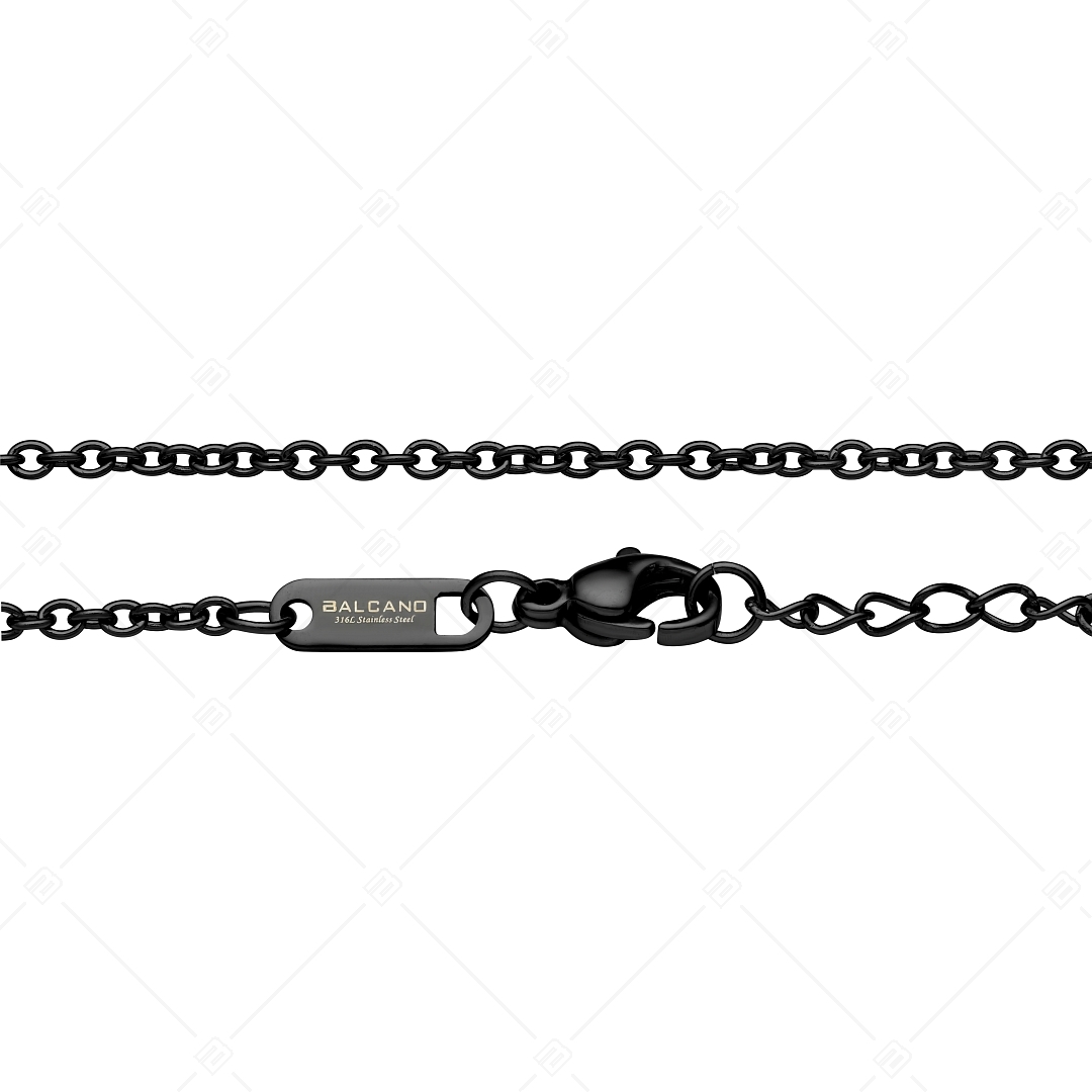 BALCANO - Cable Chain / Stainless Steel Cable Chain-Anklet, Black PVD Plated - 2 mm (751233BC11)