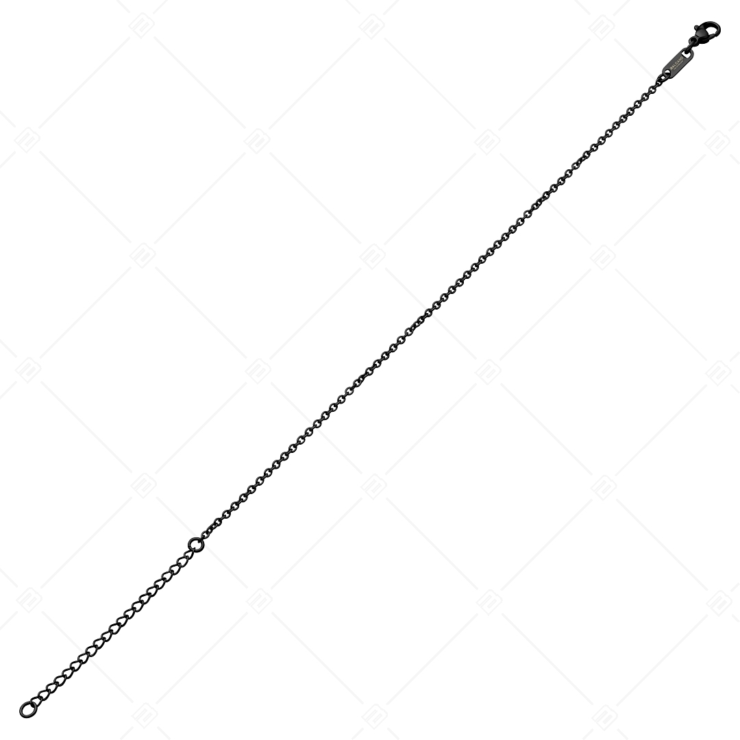 BALCANO - Cable Chain / Stainless Steel Cable Chain-Anklet, Black PVD Plated - 2 mm (751233BC11)