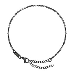 BALCANO - Cable Chain anklet, black PVD plated - 2 mm