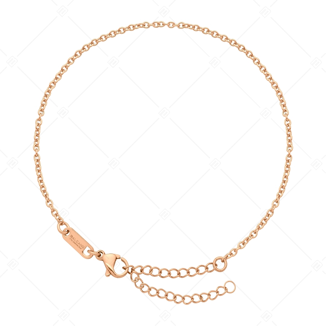 BALCANO - Cable Chain / Bracelet de cheville d'ancre en acier inoxydable plaqué or rose 18K - 2 mm (751233BC96)