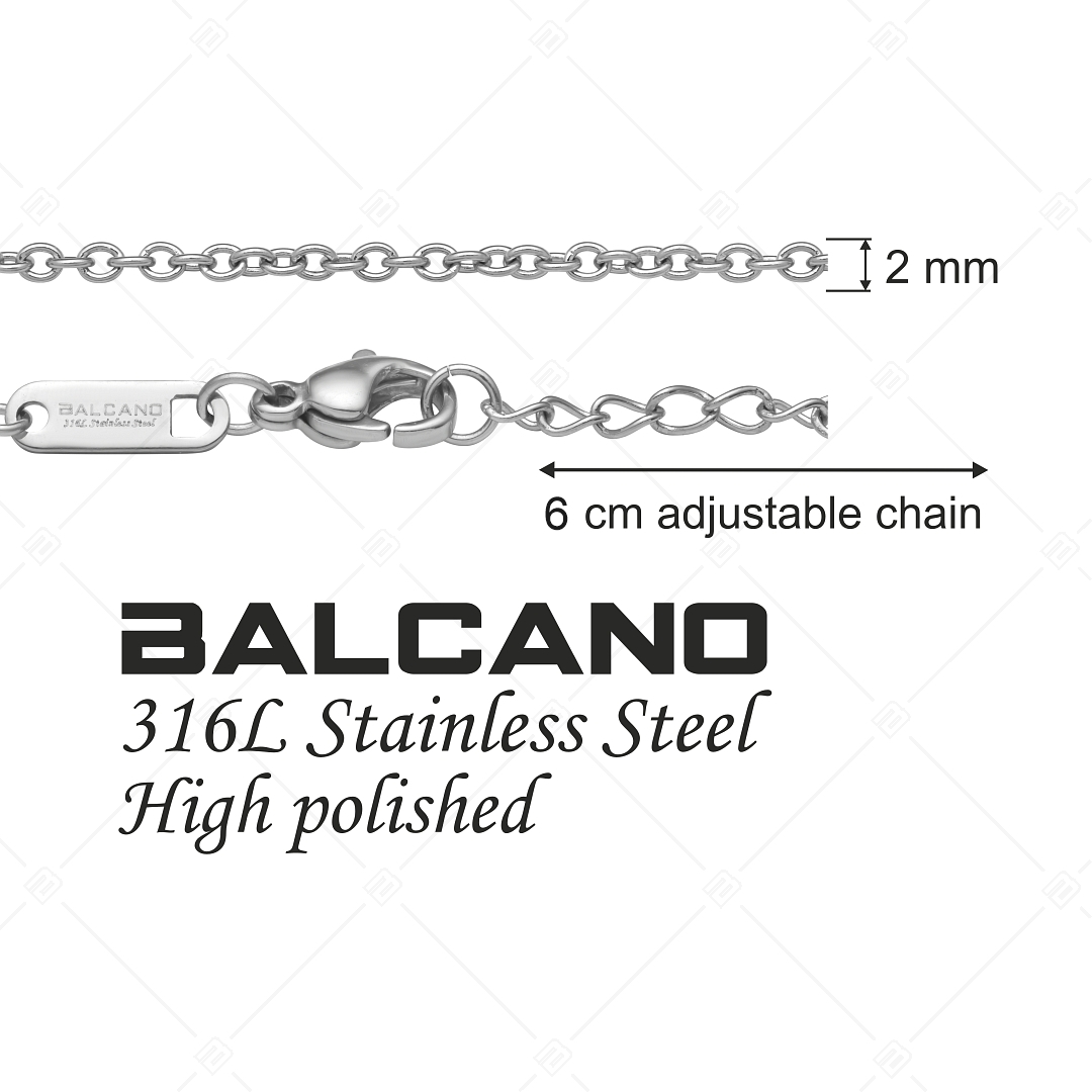 BALCANO - Cable Chain / Edelstahl Ankerkette-Fußkette mit Hochglanzpolierung - 2 mm (751233BC97)