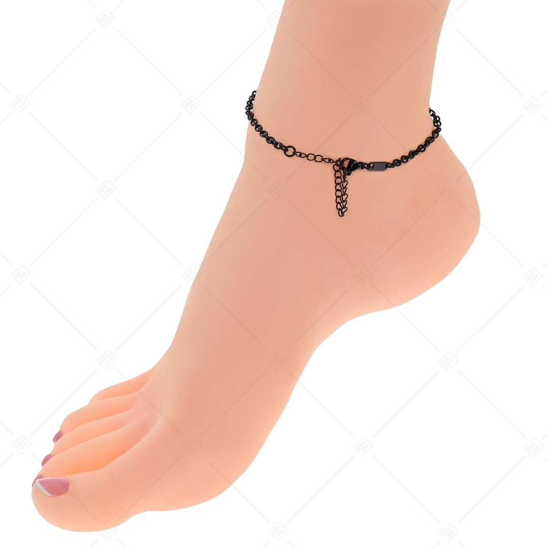 BALCANO - Cable Chain / Bracelet de cheveille d'ancre avec revêtement en PVD noir - 3 mm (751235BC11)