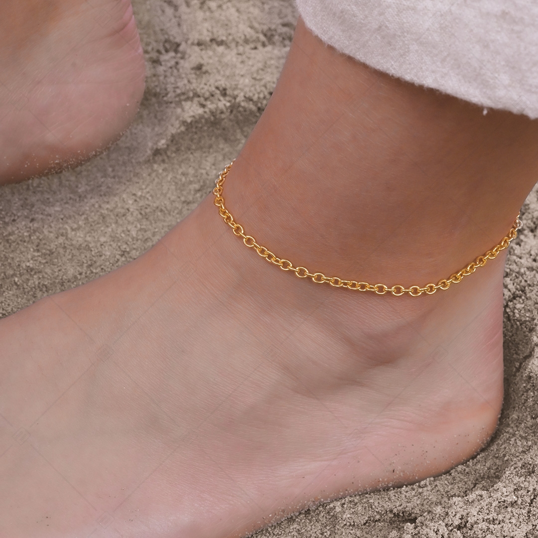 BALCANO - Cable Chain / Stainless Steel Cable Chain-Anklet, 18K Gold Plated - 3 mm (751235BC88)