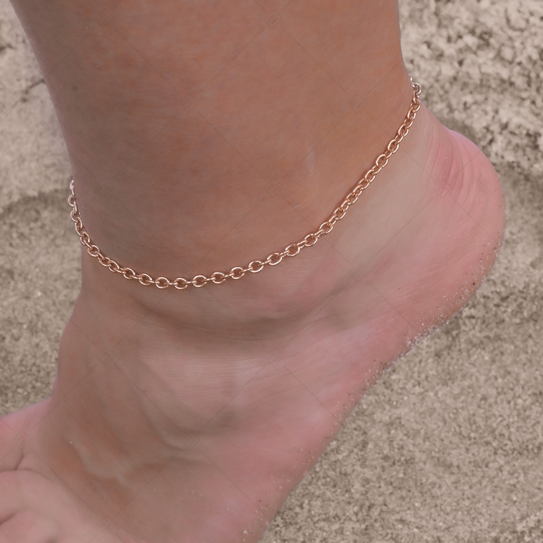 BALCANO - Cable Chain / Stainless Steel Cable Chain-Anklet, 18K Rose Gold Plated - 3 mm (751235BC96)