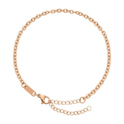 BALCANO - Cable Chain / Stainless Steel Cable Chain-Anklet, 18K Rose Gold Plated - 3 mm