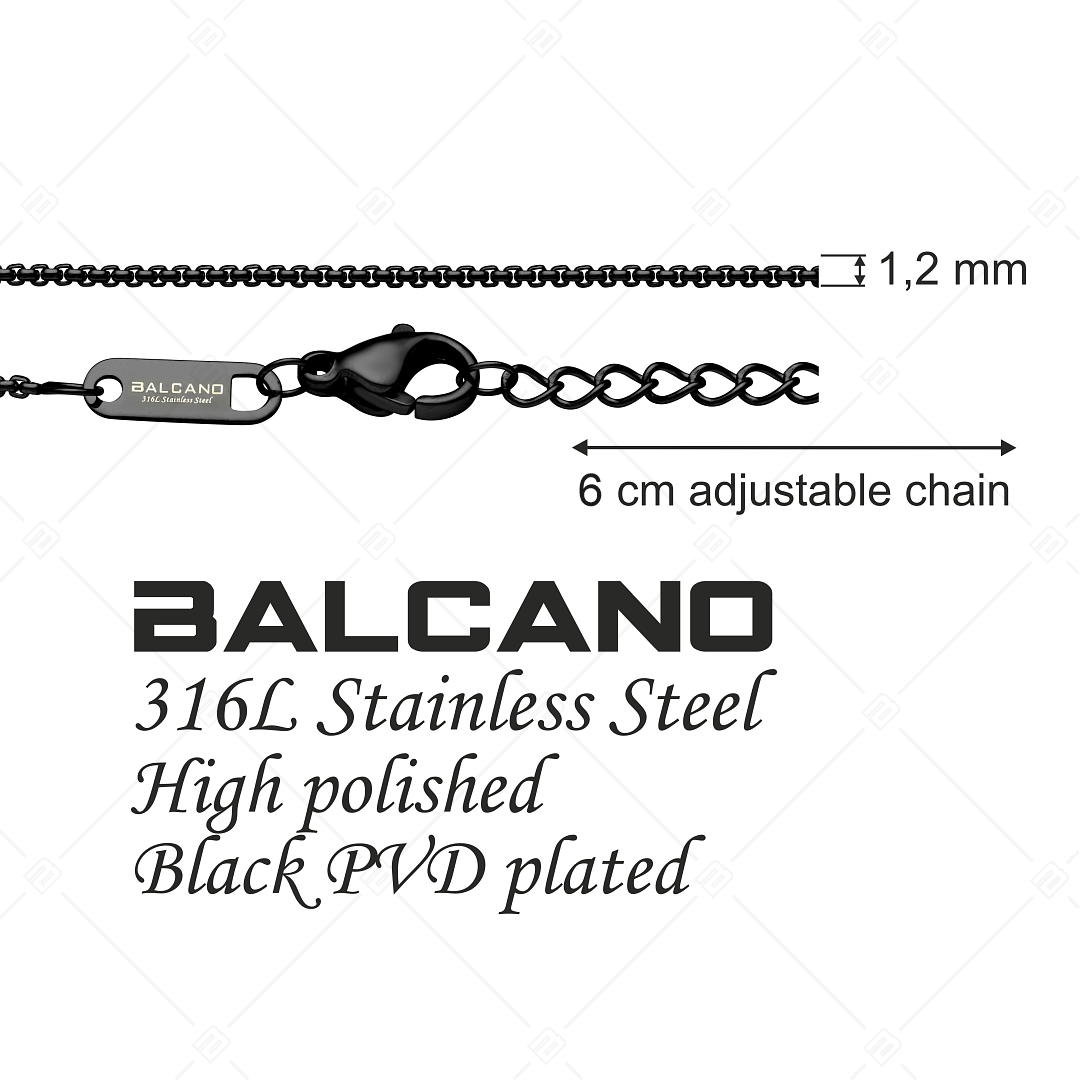 BALCANO - Round Venetian / Stainless Steel Round Venetian Chain-Anklet, Black PVD Plated - 1,2 mm (751241BC11)