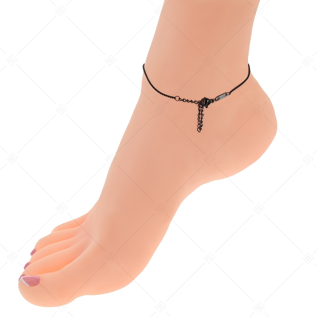 BALCANO - Round Venetian / Stainless Steel Round Venetian Chain-Anklet, Black PVD Plated - 1,2 mm (751241BC11)