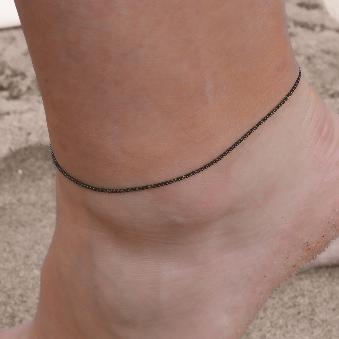 BALCANO - Round Venetian / Edelstahl Venezianer Rund Ketten-Fußkette mit schwarzer PVD-Beschichtung  - 1,2 mm (751241BC11)