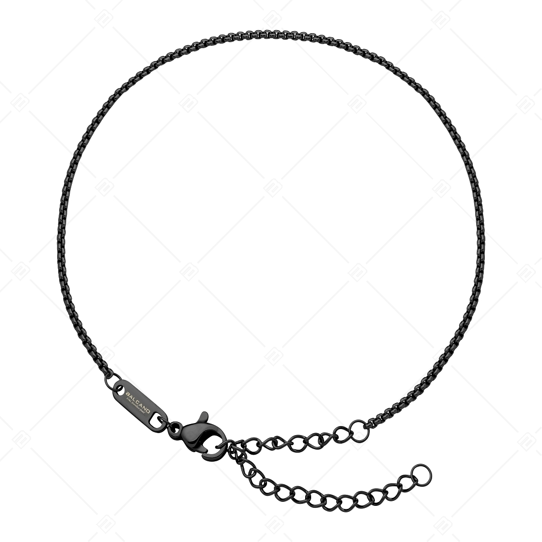 BALCANO - Round Venetian / Bracelet de cheville cube vénitien arrondi en acier inoxydable avec plaqué PVD noir - 1,2 (751241BC11)