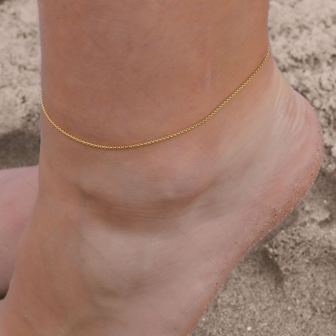 BALCANO - Round Venetian / Edelstahl Venezianer Rund Ketten-Fußkette mit 18K Gold Beschichtung - 1,2 mm (751241BC88)