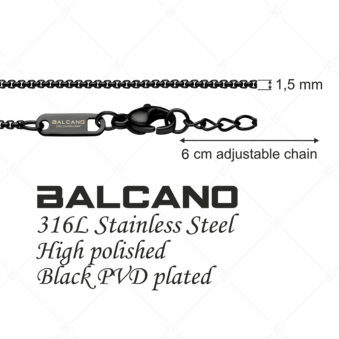 BALCANO - Round Venetian / Stainless Steel Round Venetian Chain-Anklet, Black PVD Plated - 1,5 mm (751242BC11)