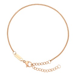BALCANO - Round Venetian / Stainless Steel Round Venetian Chain-Anklet, 18K Rose Gold Plated - 1,5 mm