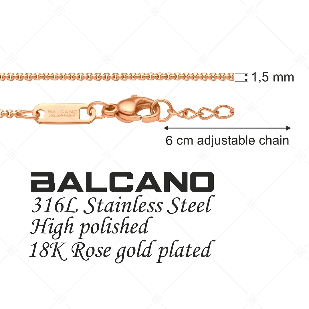BALCANO - Round Venetian / Bracelet de cheville cube vénitien arrondi en acier inoxydable plaqué or rose 18K - 1,5 mm (751242BC96)