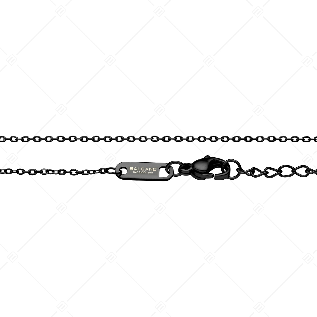 BALCANO - Flat Cable / Bracelet de cheville d'ancre à maillon plat en acier inoxydable avec plaqué PVD noir - 1,2 mm (751251BC11)