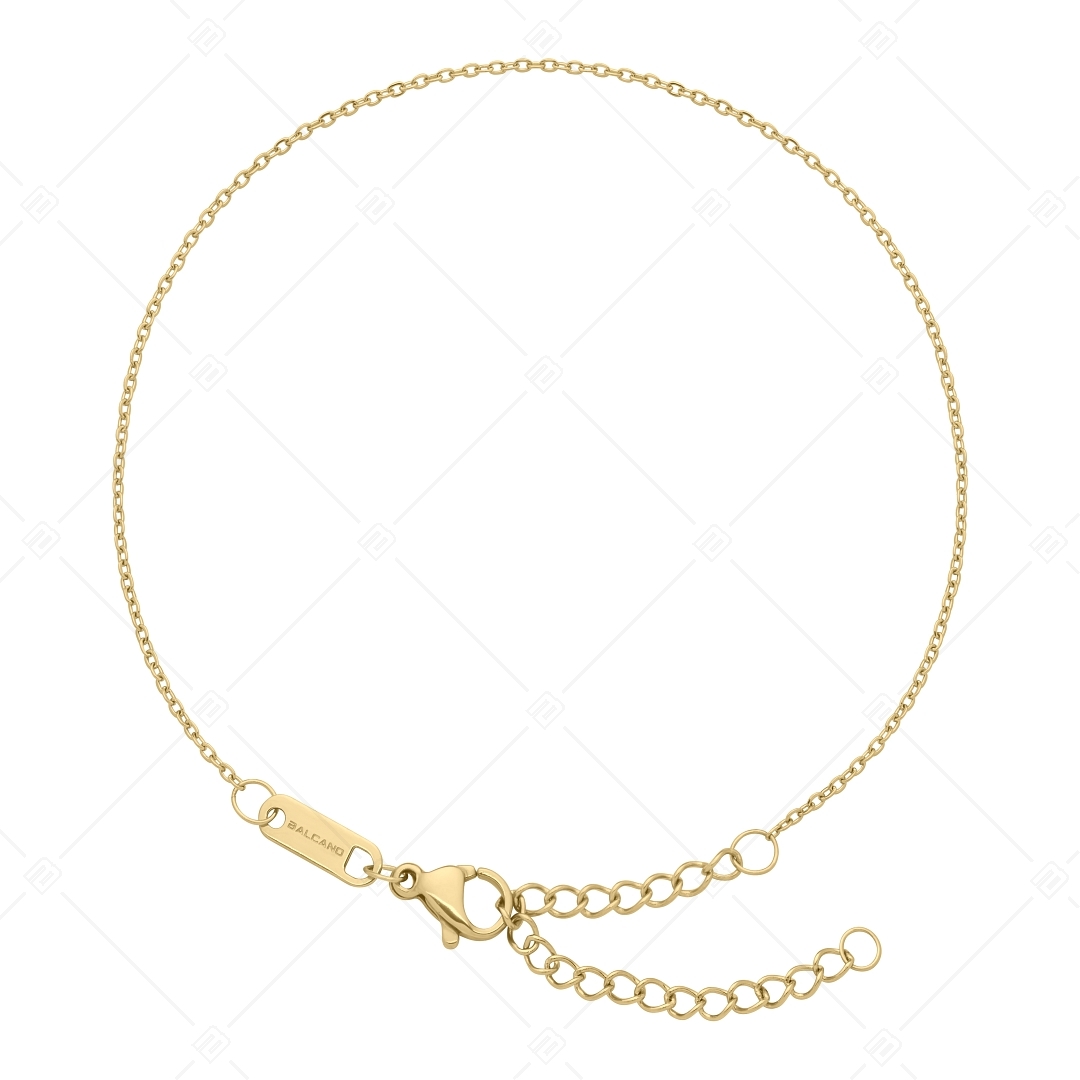 BALCANO - Flat Cable / Stainless Steel Flattened Cable Chain-Anklet, 18K Gold Plated - 1,2 mm (751251BC88)