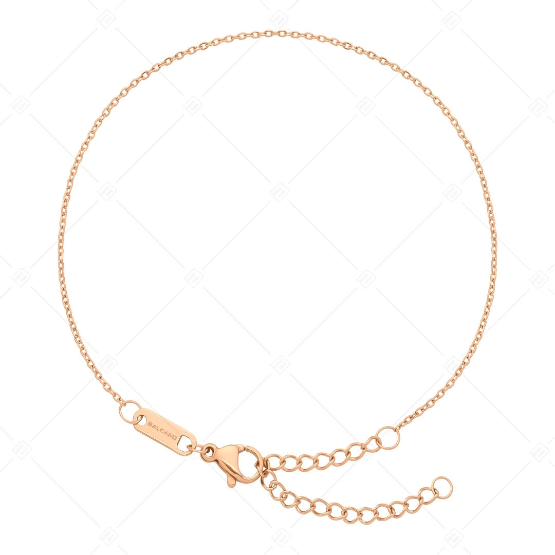BALCANO - Flat Cable / Bracelet de cheville d'ancre à maillon plat en acier inoxydable plaqué or rose 18K - 1,2 mm (751251BC96)