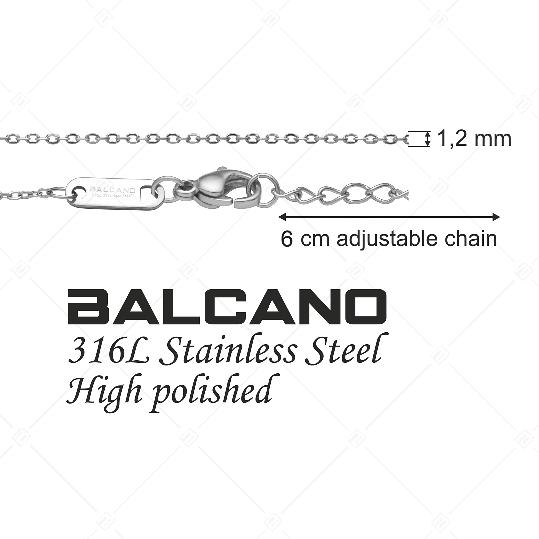 BALCANO - Flat Cable / Bracelet  de cheville d'ancre à maillon plat en acier inoxydable avec hautement polie - 1,2 mm (751251BC97)