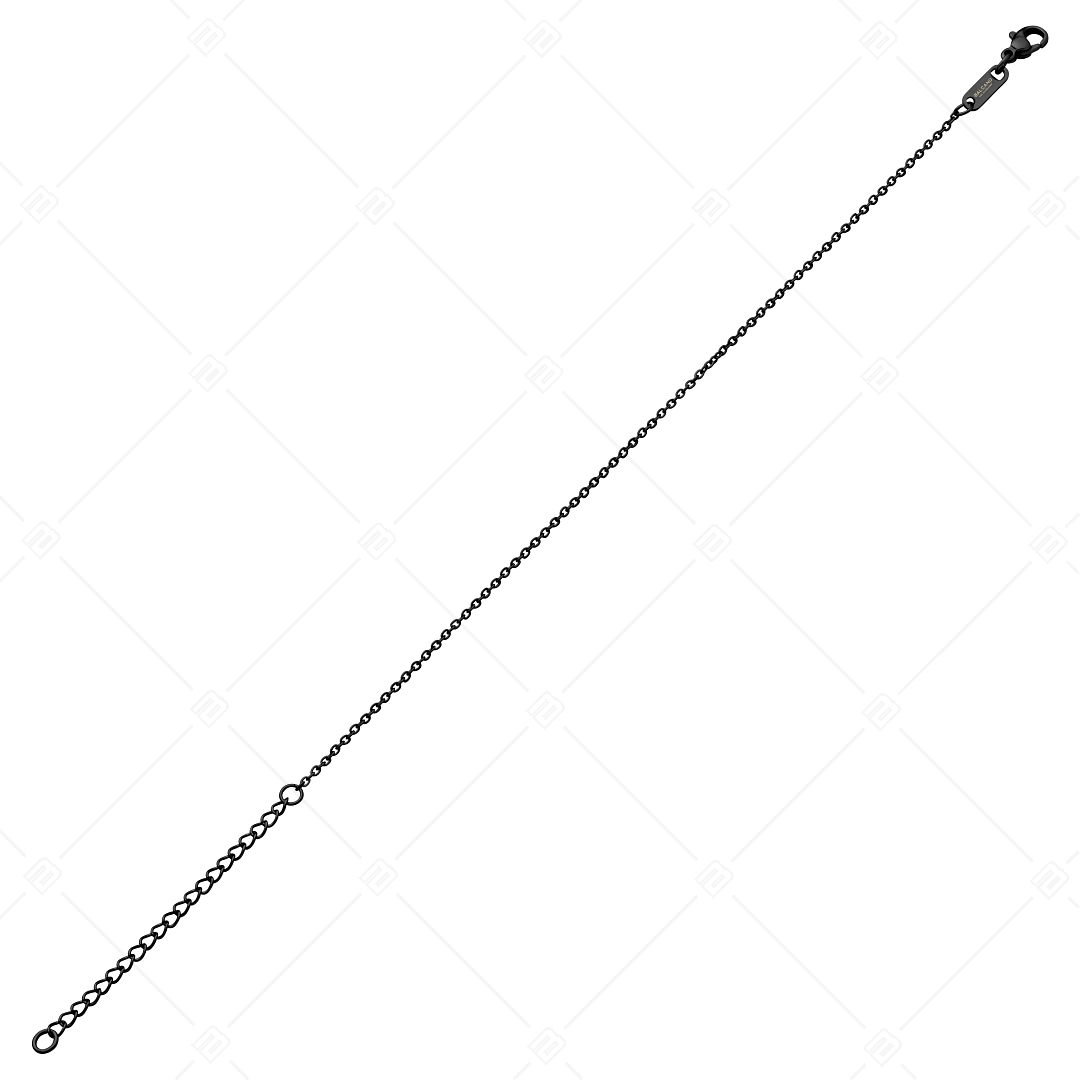 BALCANO - Flat Cable / Bracelet de cheville d'ancre à maillon plat en acier inoxydable avec plaqué PVD noir - 1,5 mm (751252BC11)