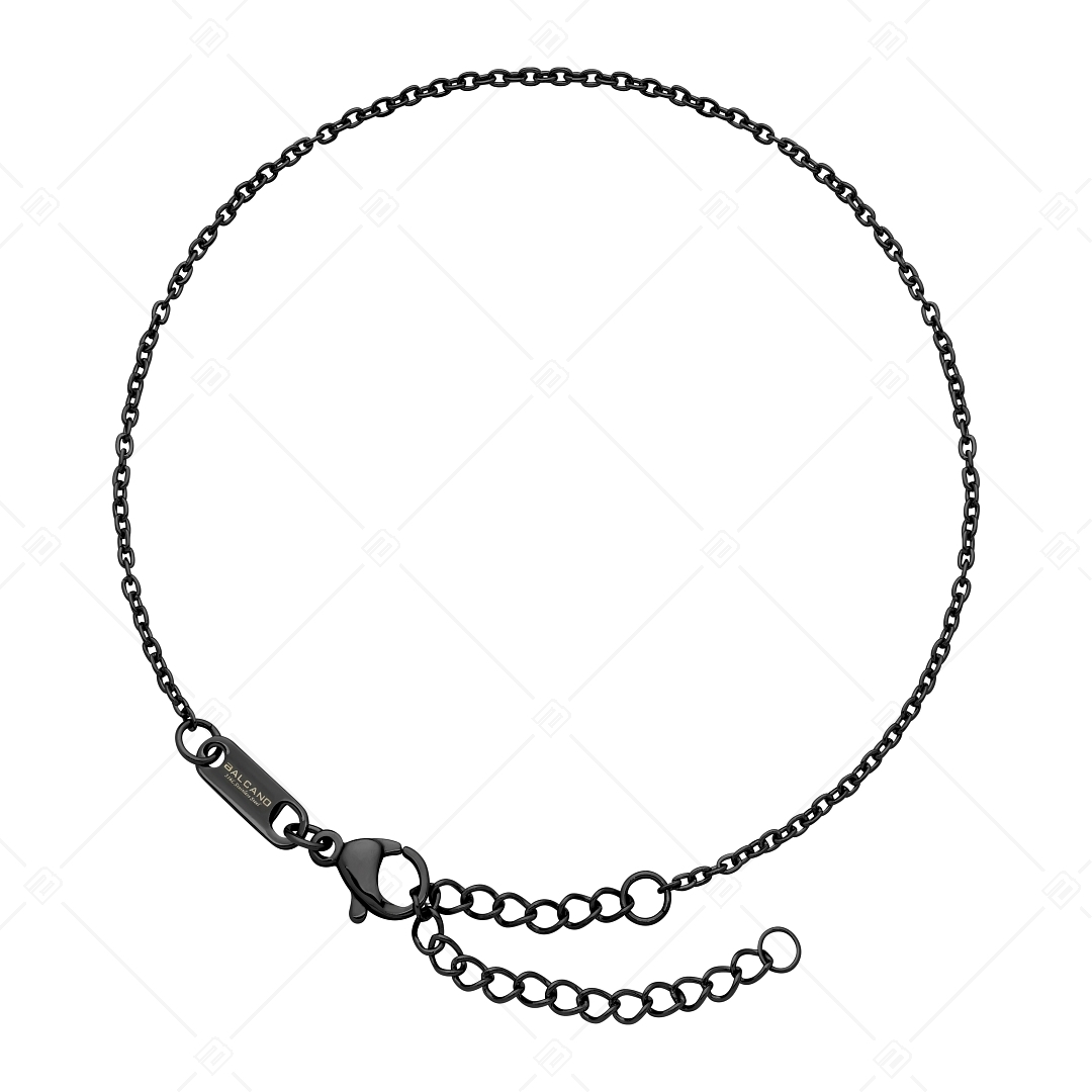 BALCANO - Flat Cable / Bracelet de cheville d'ancre à maillon plat en acier inoxydable avec plaqué PVD noir - 1,5 mm (751252BC11)