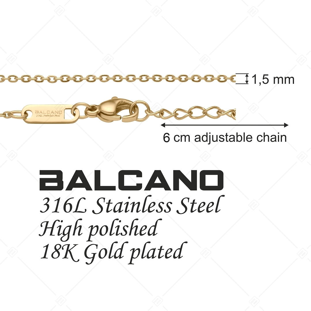 BALCANO - Flat Cable / Stainless Steel Flattened Cable Chain-Anklet, 18K Gold Plated - 1,5 mm (751252BC88)