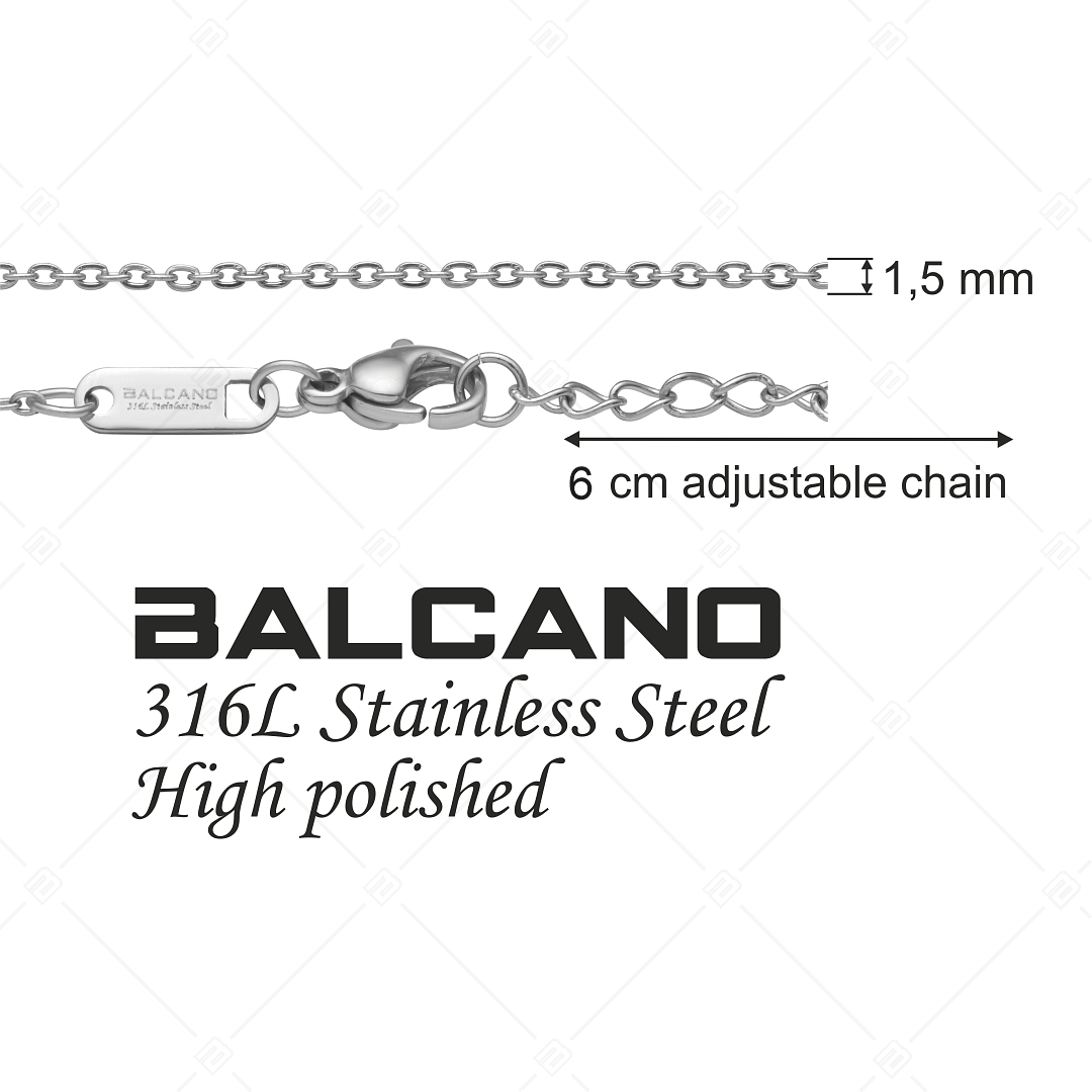 BALCANO - Flat Cable / Stainless Steel Flattened Cable Chain-Anklet, High Polished - 1,5 mm (751252BC97)